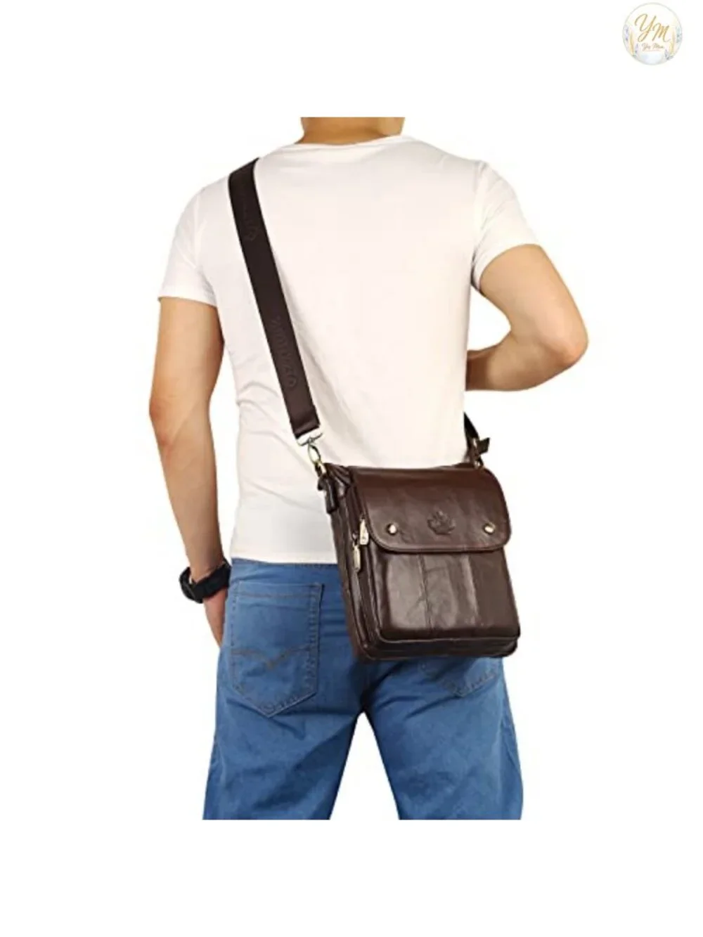 Genuine Leather Messenger Bag Sling Crossbody Shoulder Bag Travel Work